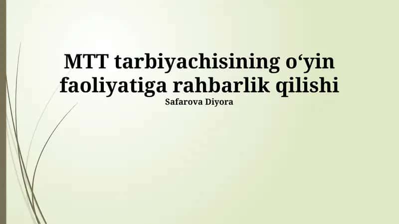 MTT tarbiyachisining oʻyin faoliyatiga rahbarlik qilishi 1