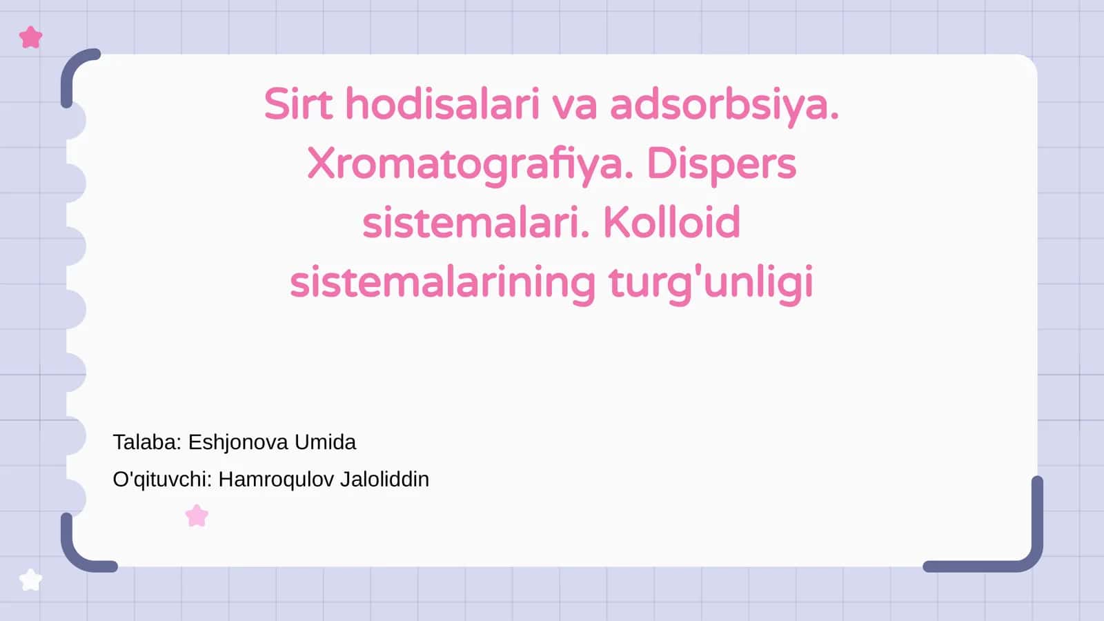 Sirt hodisalari va adsorbsiya 1