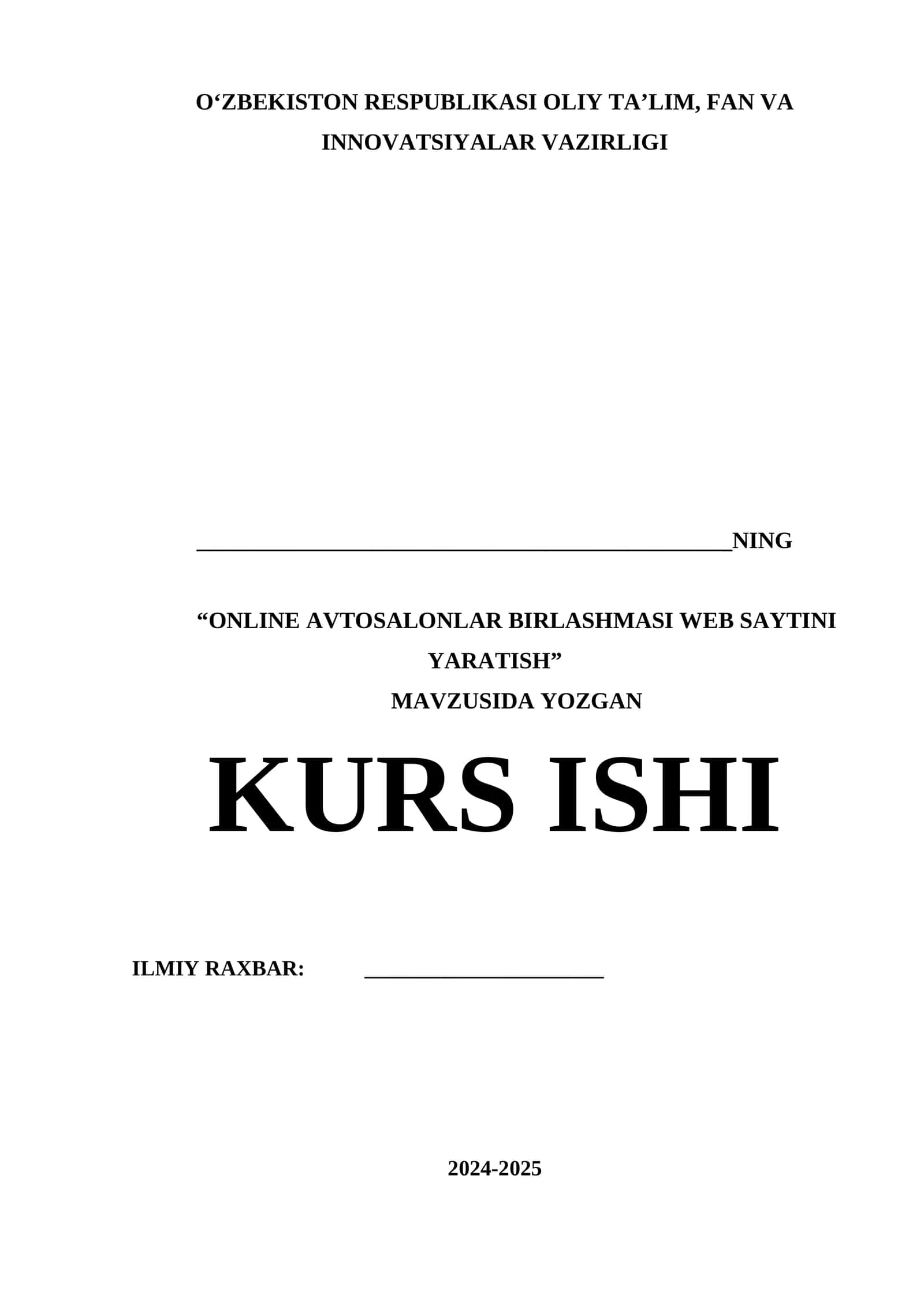 ONLINE AVTOSALONLAR BIRLASHMASI WEB SAYTINI YARATISH 1