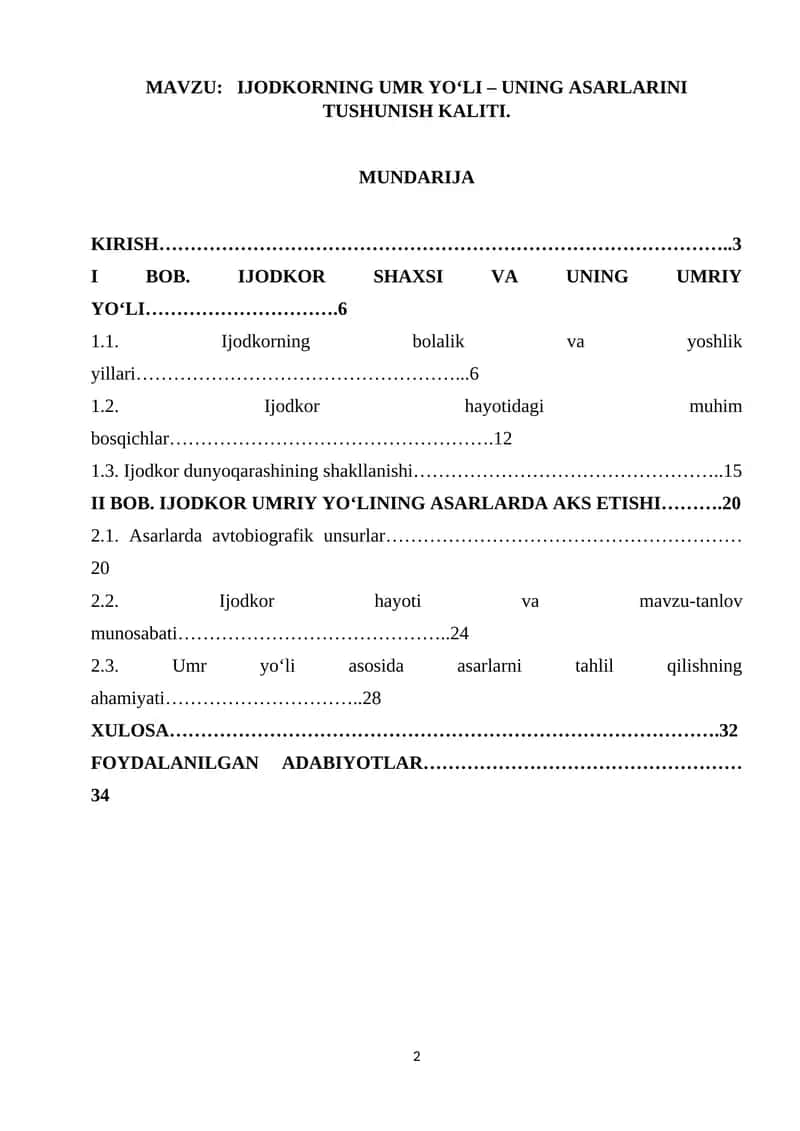 IJODKORNING UMR YO‘LI – UNING ASARLARINI TUSHUNISH KALITI 1