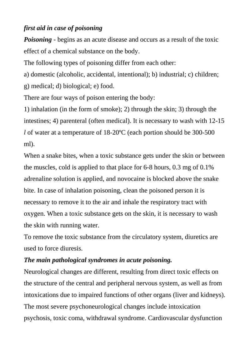 First Aid in Case of Poisoning 1