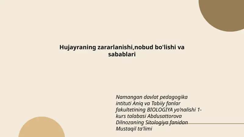 Sitologiya fanidan Mustaqil ta'limi 1