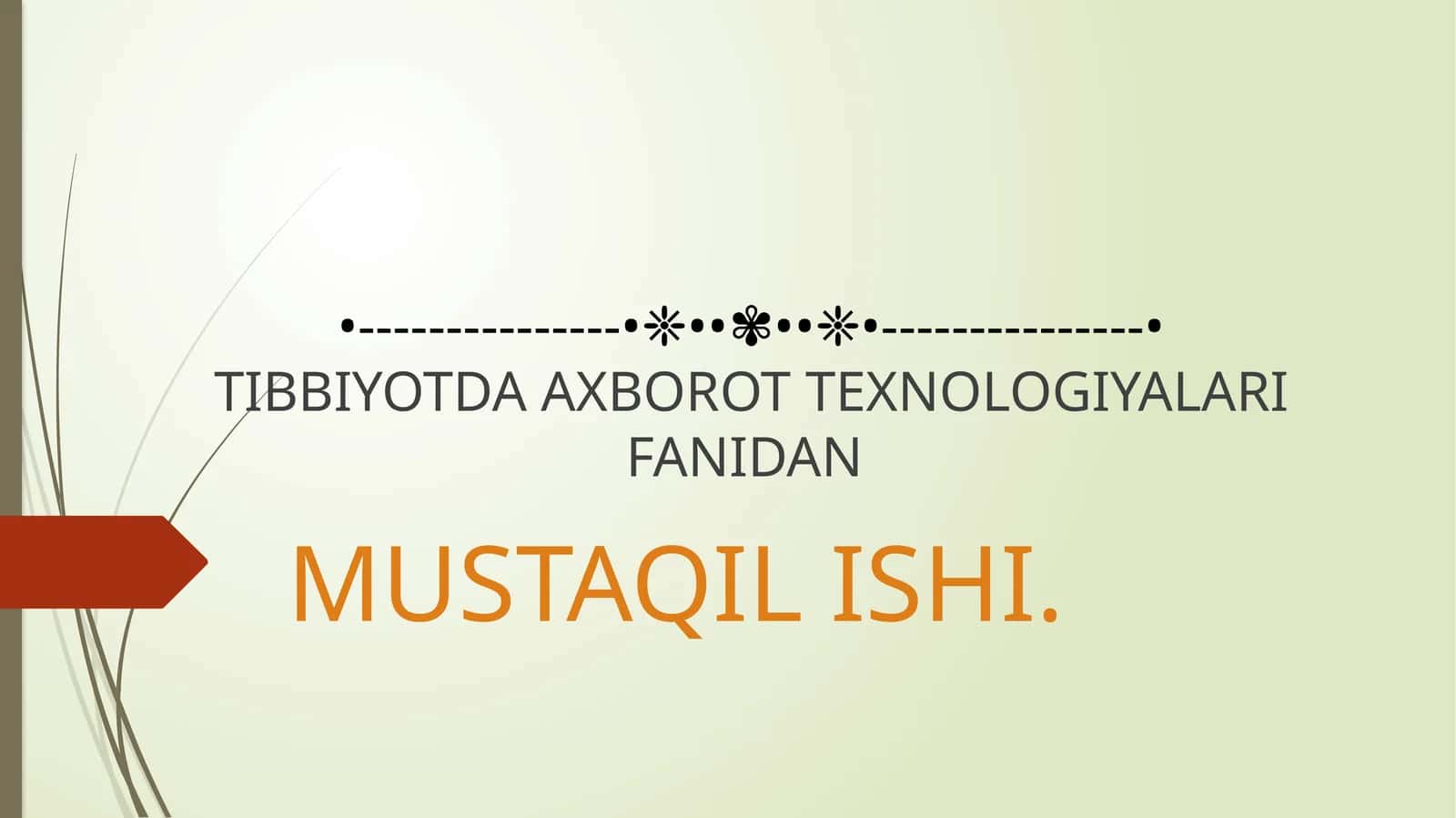 TIBBIYOTDA AXBOROT TEXNOLOGIYALARI FANIDAN MUSTAQIL ISHI 1