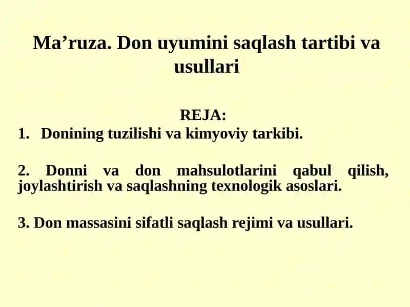 Ma’ruza.Donuyuminisaqlashtartibivausullari