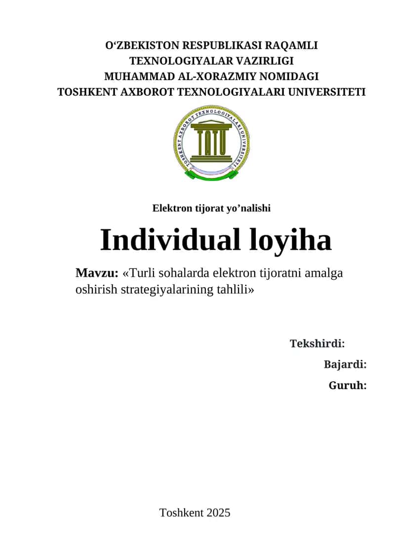 Turli sohalarda elektron tijoratni amalga oshirish strategiyalarining tahlili 1