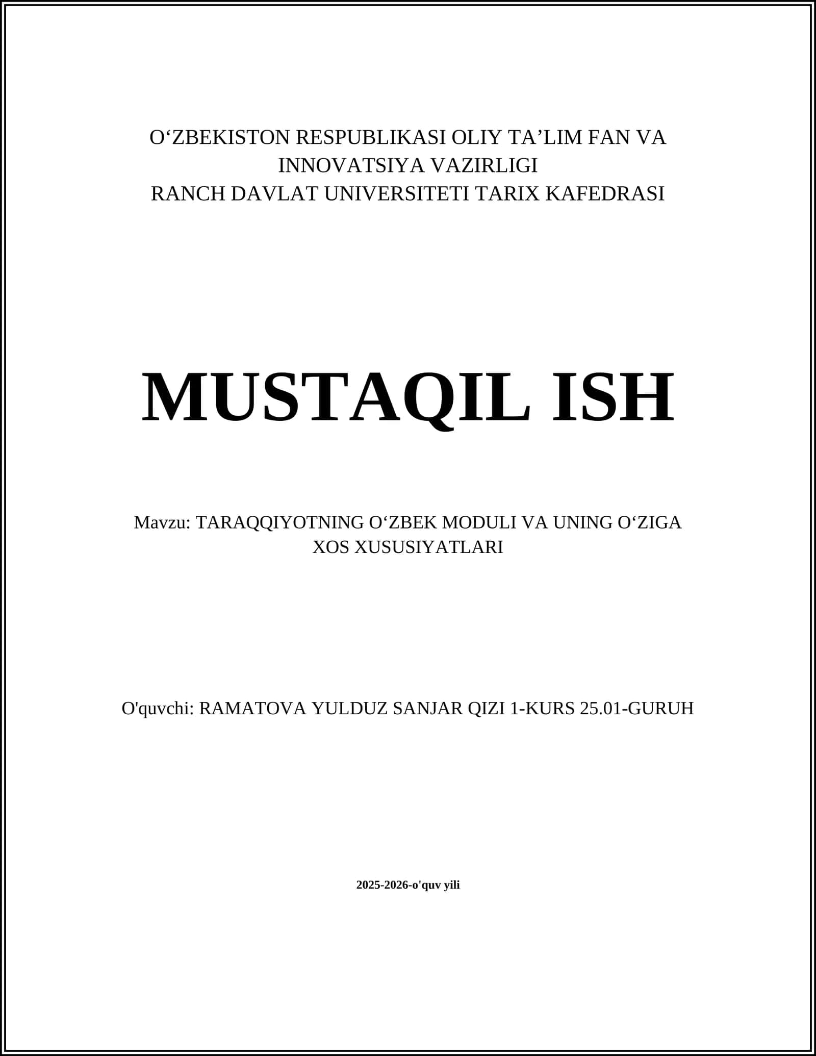 TARAQQIYOTNING OʻZBEK MODULI VA UNING OʻZIGA XOS XUSUSIYATLARI 1