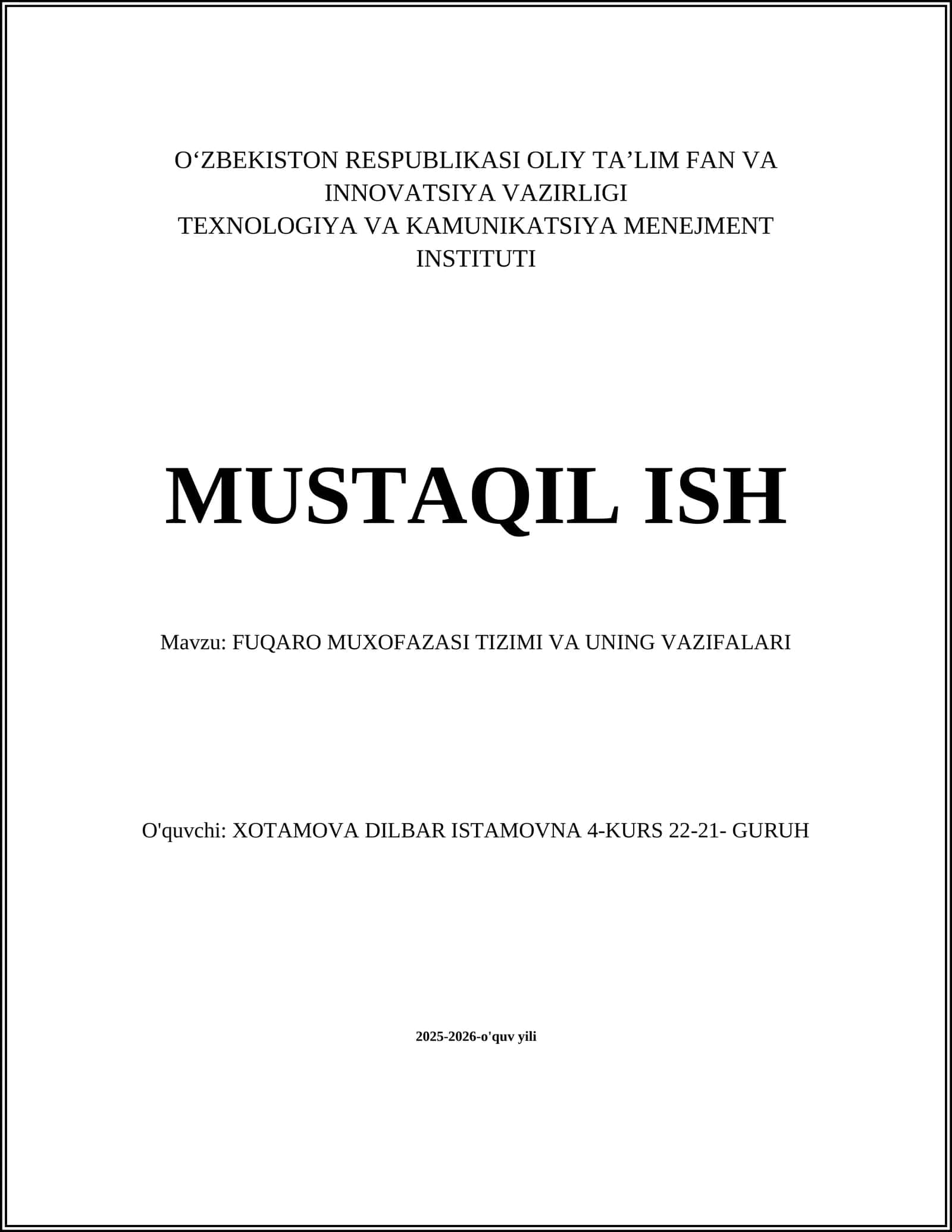 FUQARO MUXOFAZASI TIZIMI VA UNING VAZIFALARI 1