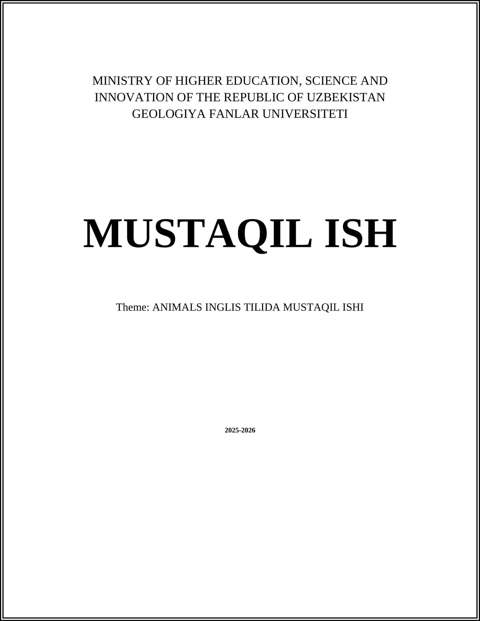 ANIMALS INGLIS TILIDA MUSTAQIL ISHI 1