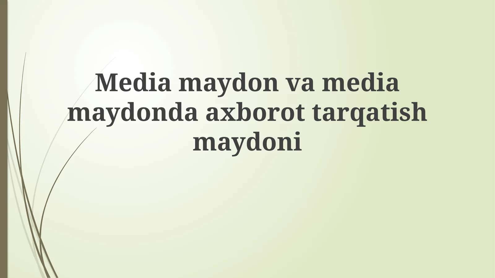 Ommaviy axborot vositalari maydoni 1