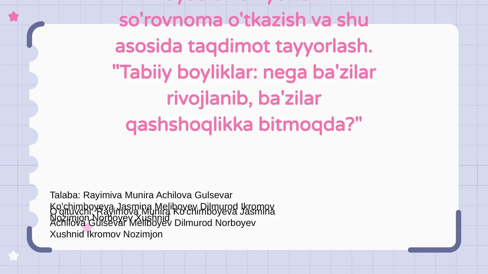 Tabiiy resurslardan oqilona foydalanish yo'llari 1