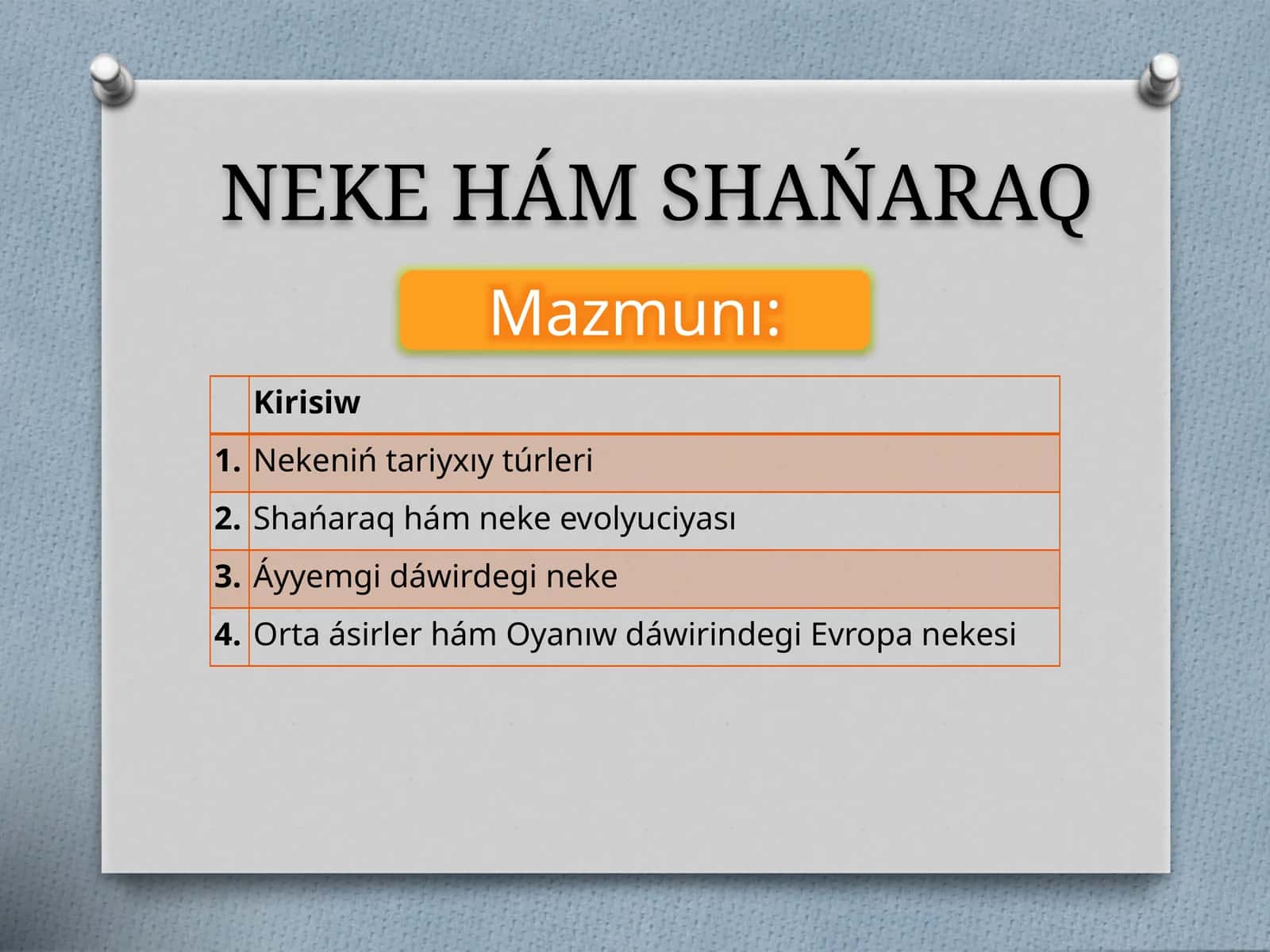 NEKE HÁM SHAŃARAQ 1