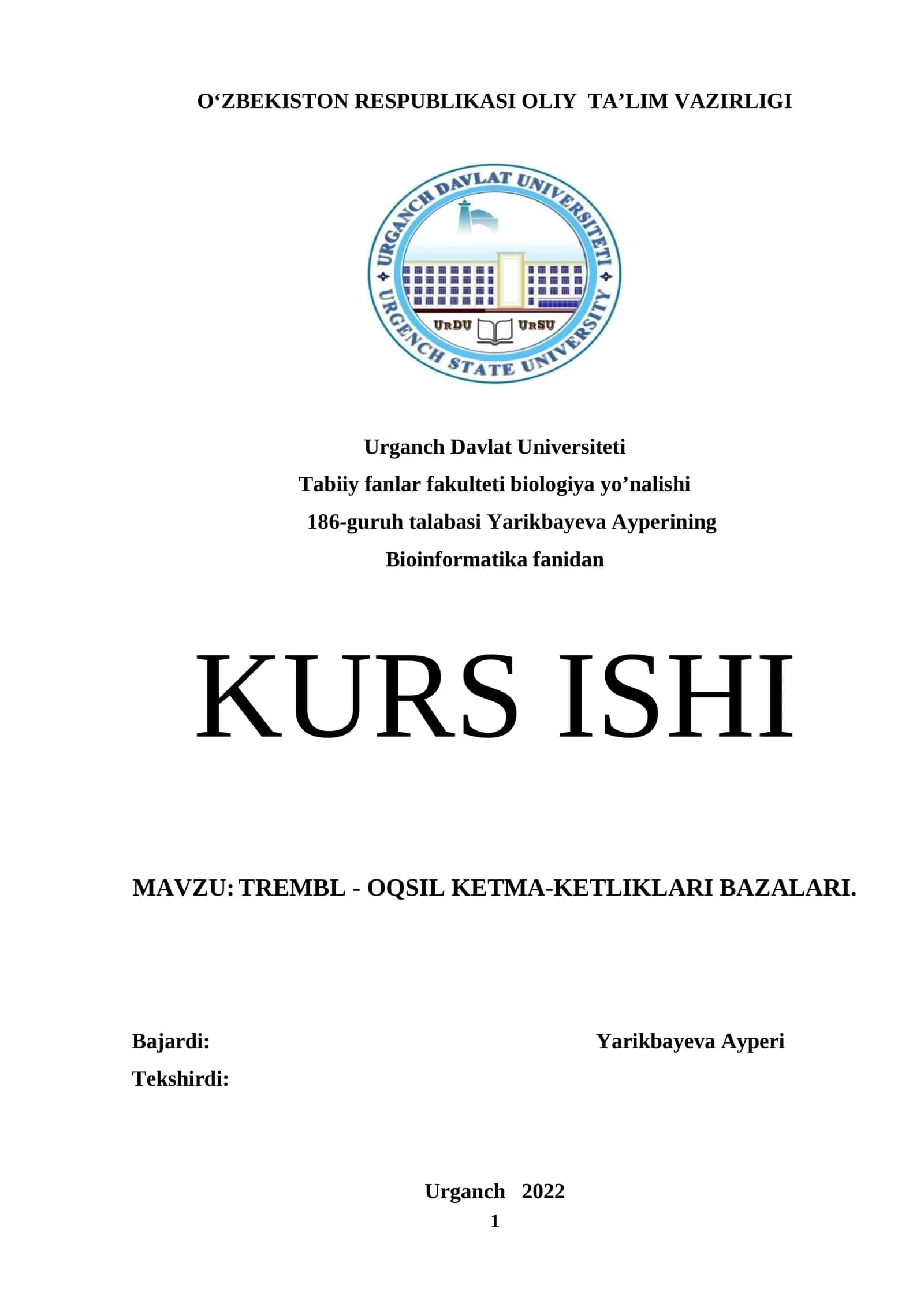 TrEMBL - Oqsil ketma-ketliklari bazalari 1