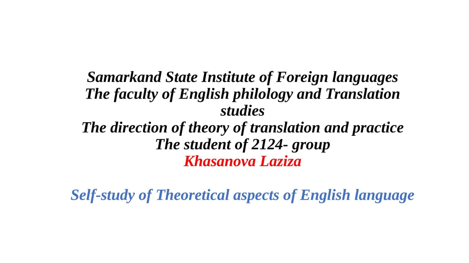Theoretical aspects of English language. Types of sentences 1