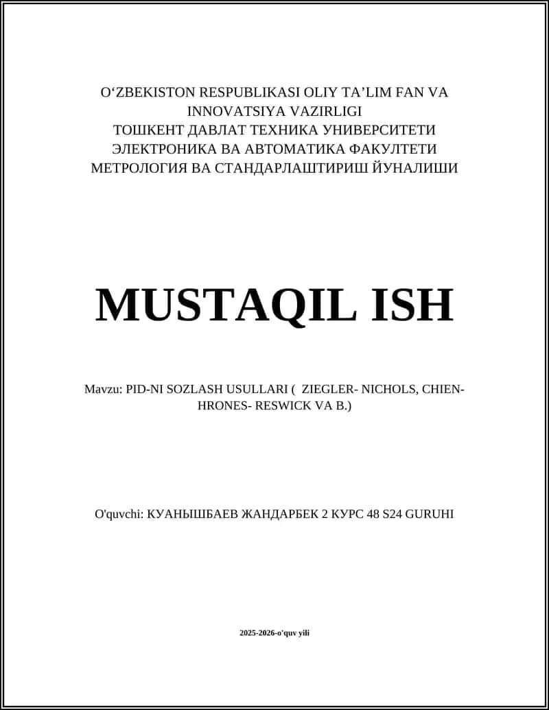 PID-NI SOZLASH USULLARI 1