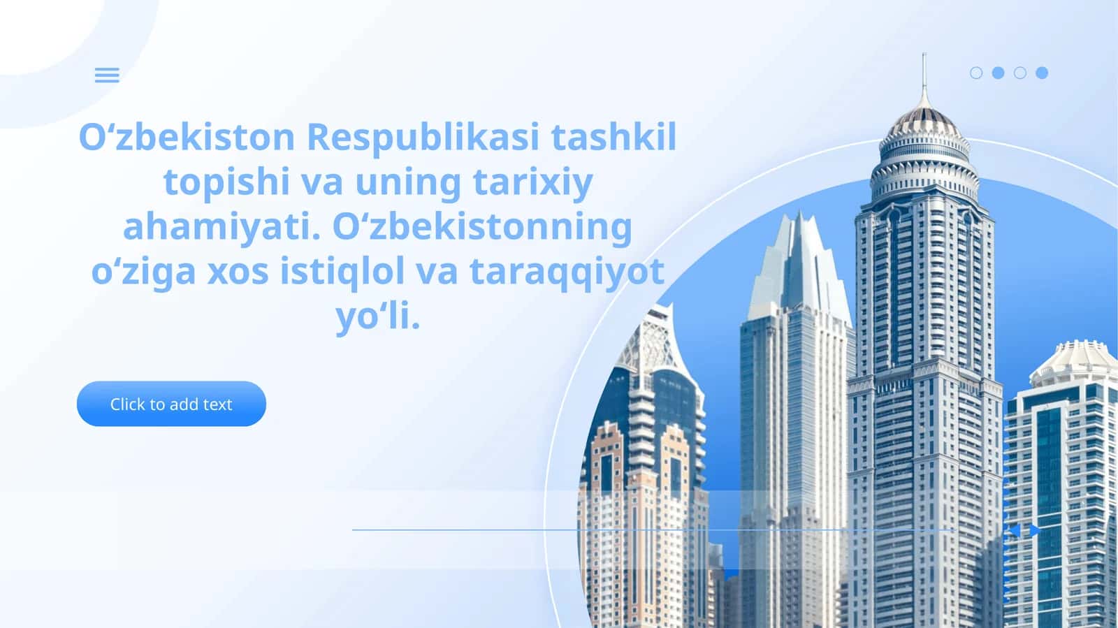 Oʻzbekiston Respublikasi tashkil topishi va uning tarixiy ahamiyati. Oʻzbekistonning oʻziga xos istiqlol va taraqqiyot yoʻli 1
