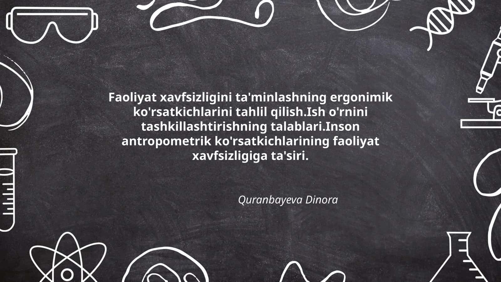 Faoliyat xavfsizligini ta'minlashning ergonimik ko'rsatkichlarini tahlil qilish 1