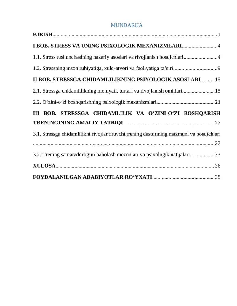 Stressga chidamlilik va oʻzini-oʻzi boshqarish treningi 1