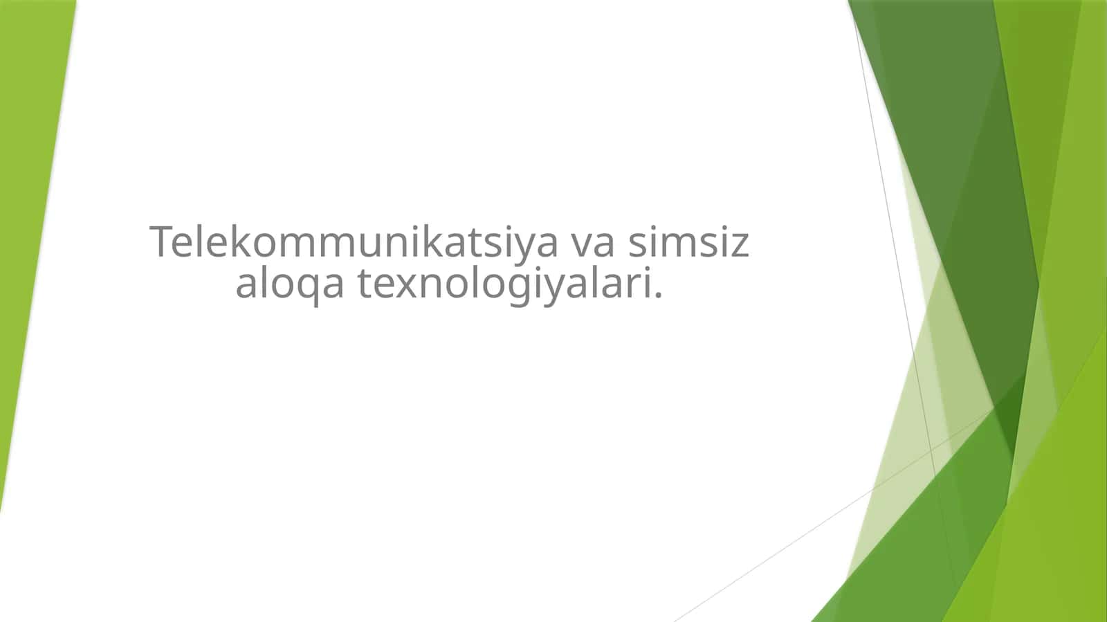 Telekommunikatsiya va simsiz aloqa texnologiyalari. 1