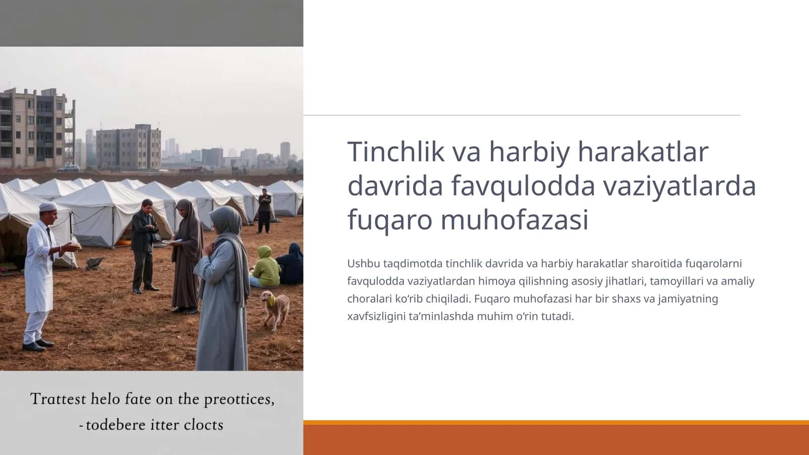 Tinchlik va harbiy harakatlar davrida favqulodda vaziyatlarda fuqaro muhofazasi 1