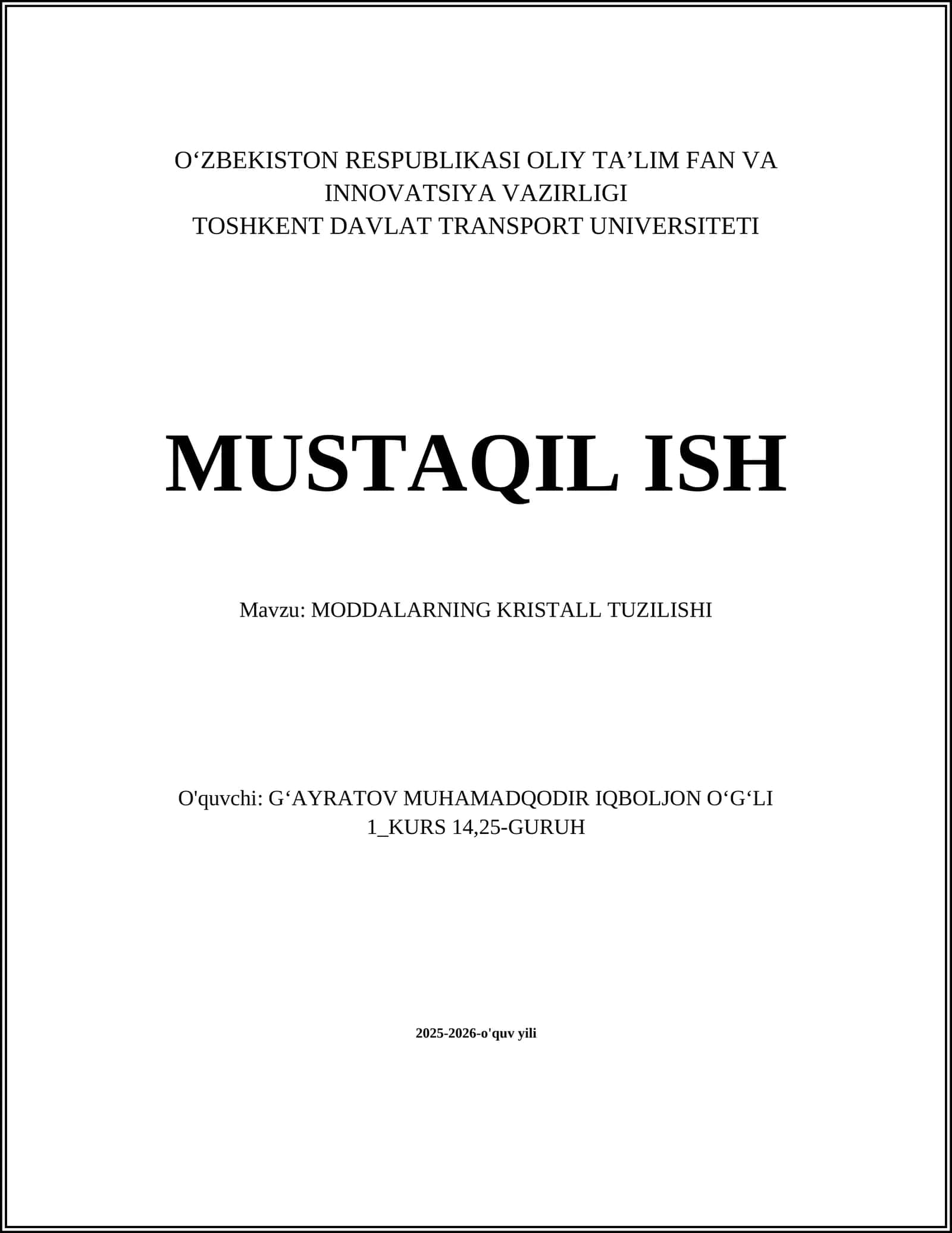 MODDALARNING KRISTALL TUZILISHI 1