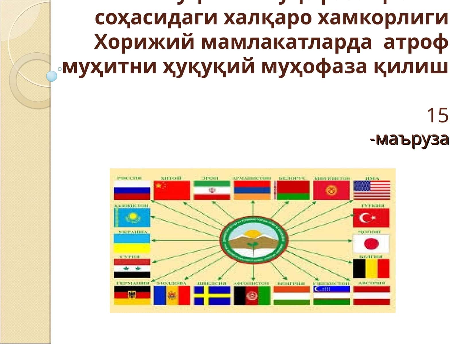 Ўзбекистон Республикасини атроф муҳитни муҳофаза қилиш соҳасидаги халқаро хамкорлиги 1