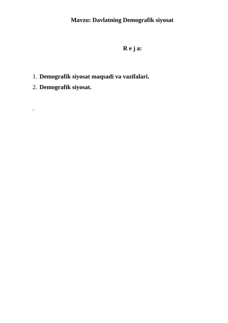 Davlatning Demografik siyosat 1