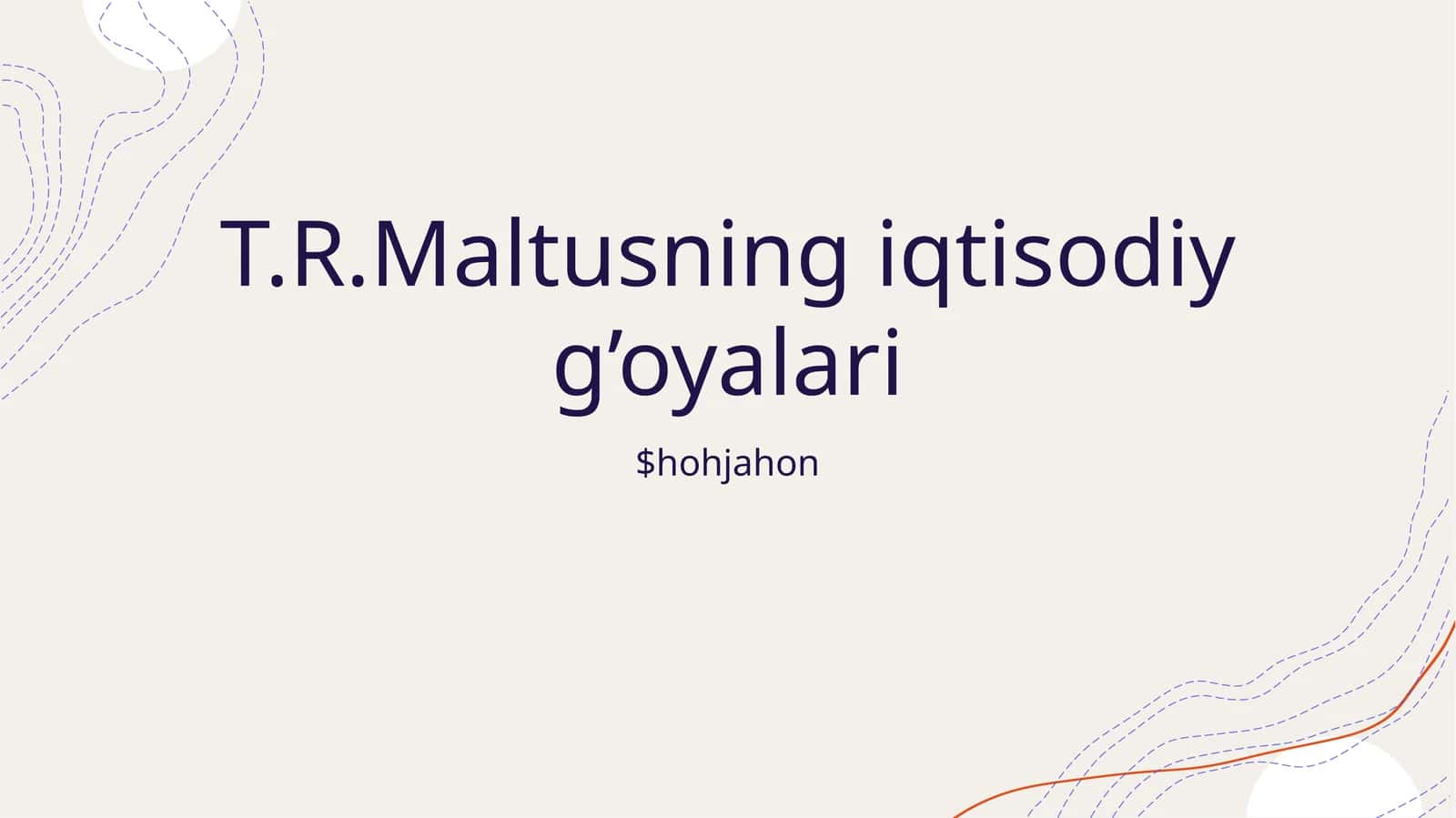 T.R.Maltusning iqtisodiy g’oyalari 1