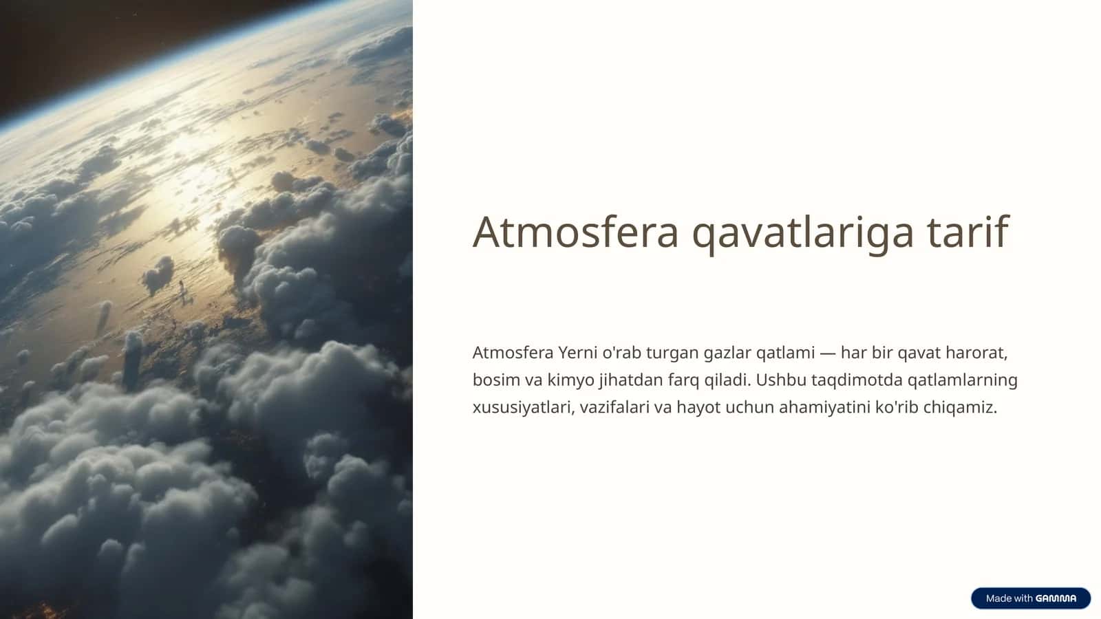 Atmosfera qavatlariga tarif 1