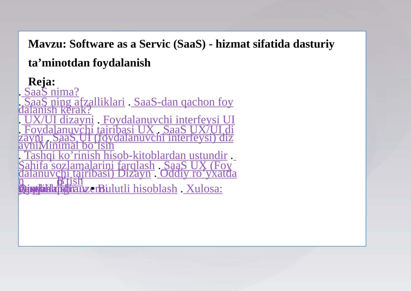 Software as a Service (SaaS) - hizmat sifati da sturiy ta’minotdan foydalanish 1