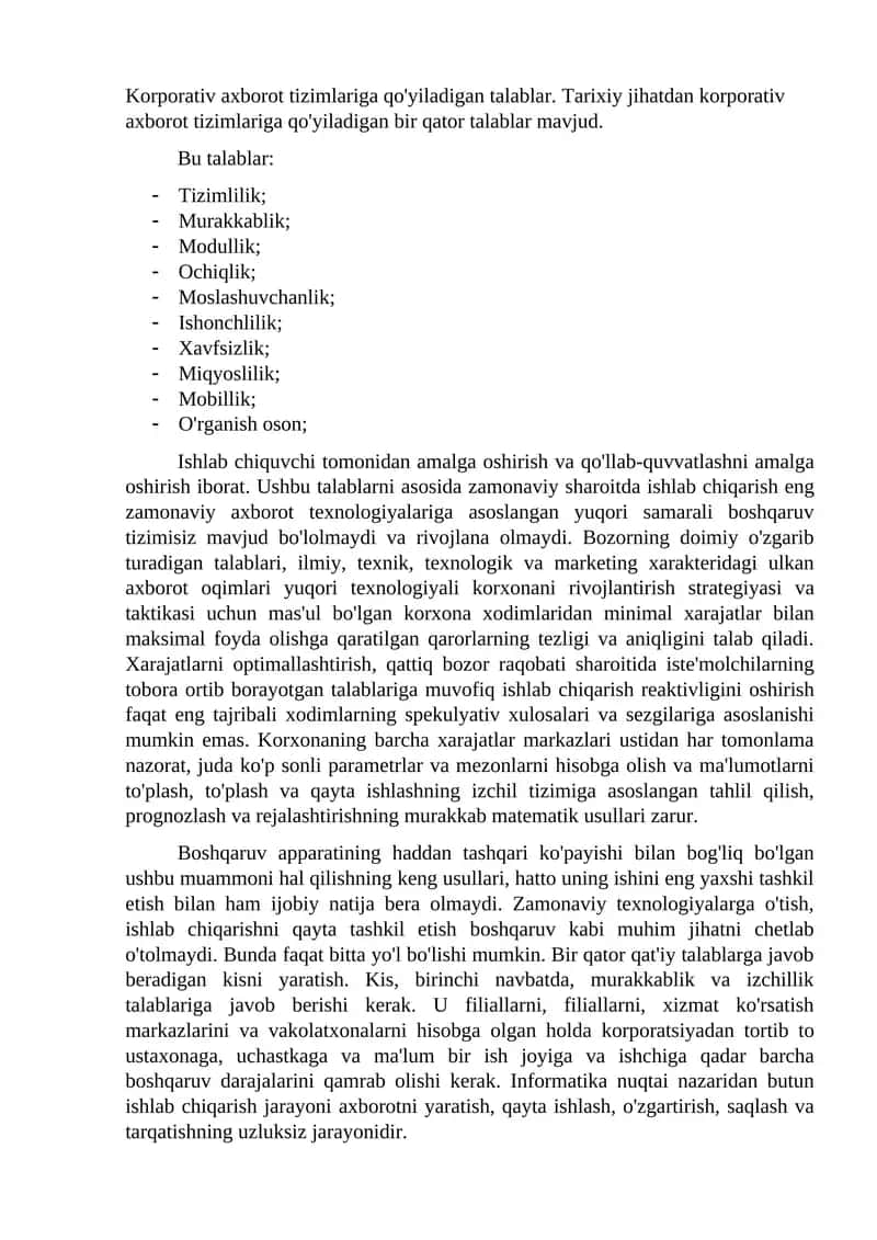 Axborot tizimlarinilarni yaratishning xalqaro standartlari. 1