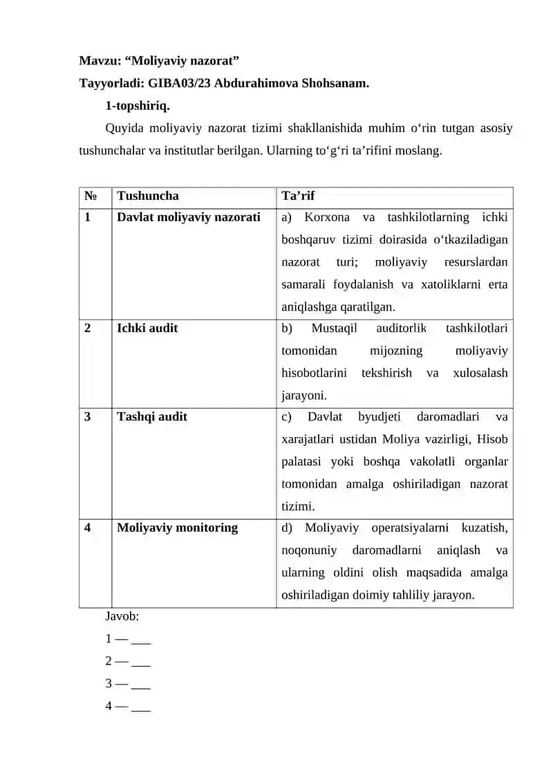 Moliyaviy nazorat