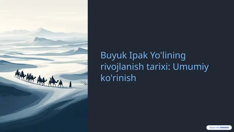 Buyuk Ipak Yo'lining rivojlanish tarixi 1