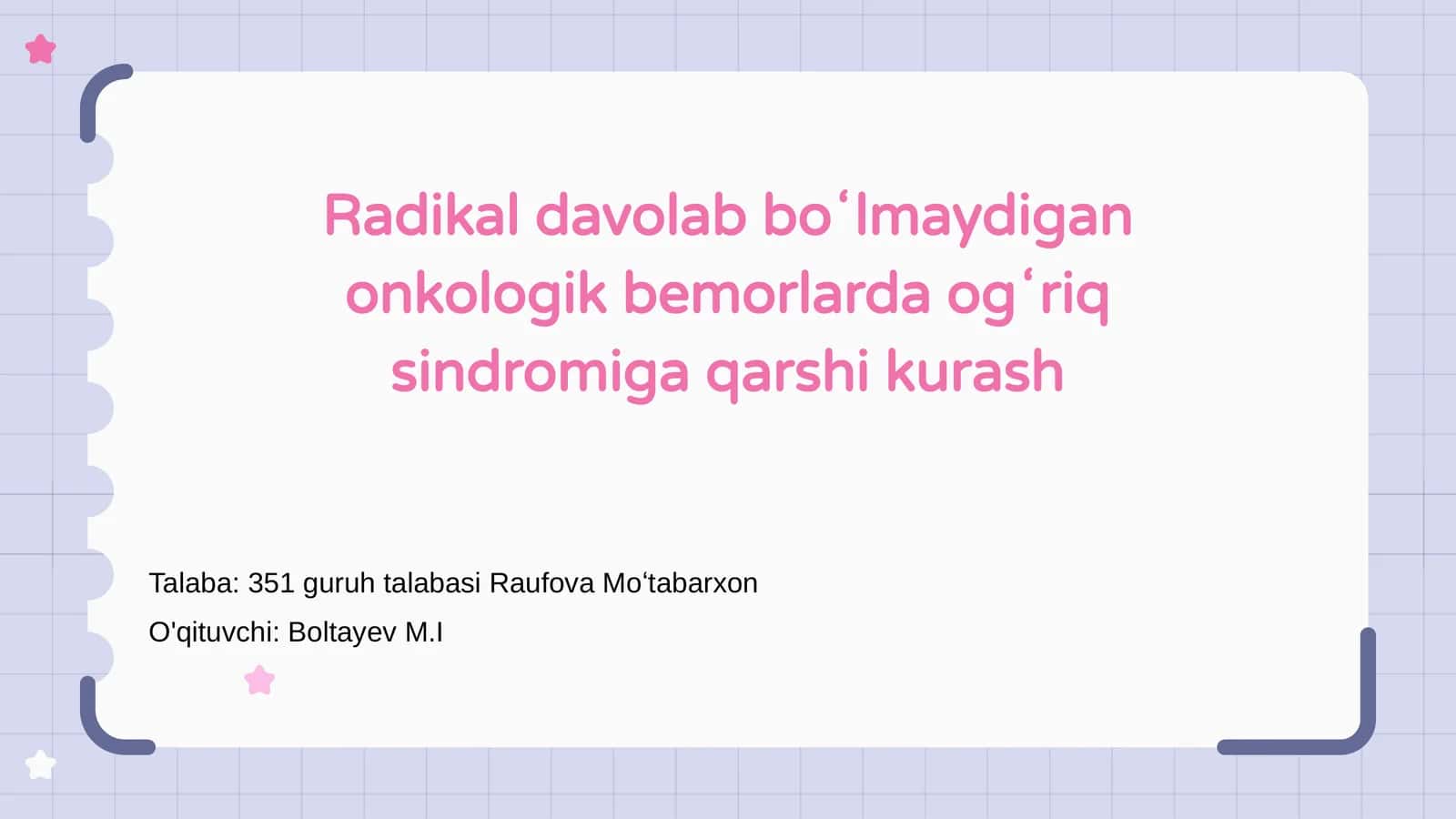 Onkologik bemorlarda Ogʻriq sindromi 1