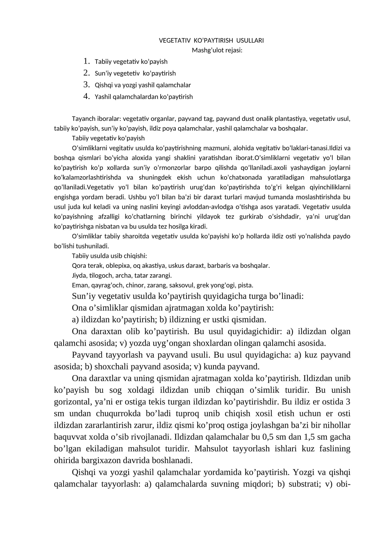 VEGETATIV KO’PAYTIRISH USULLARI 1