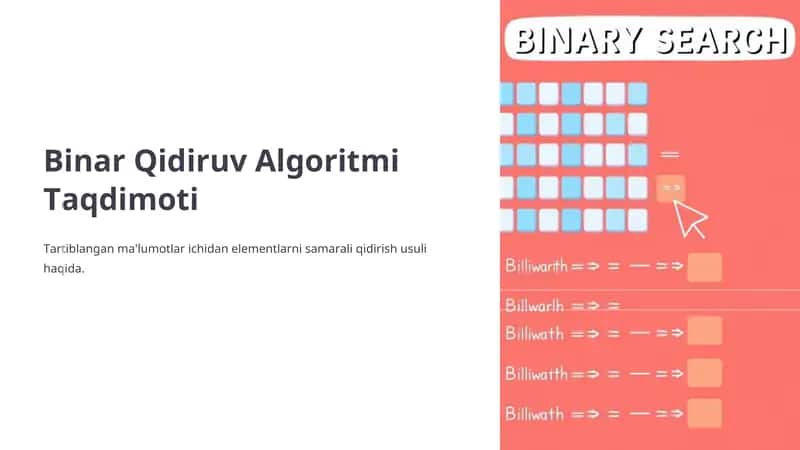 Binar Qidiruv Algoritmi Taqdimoti 1
