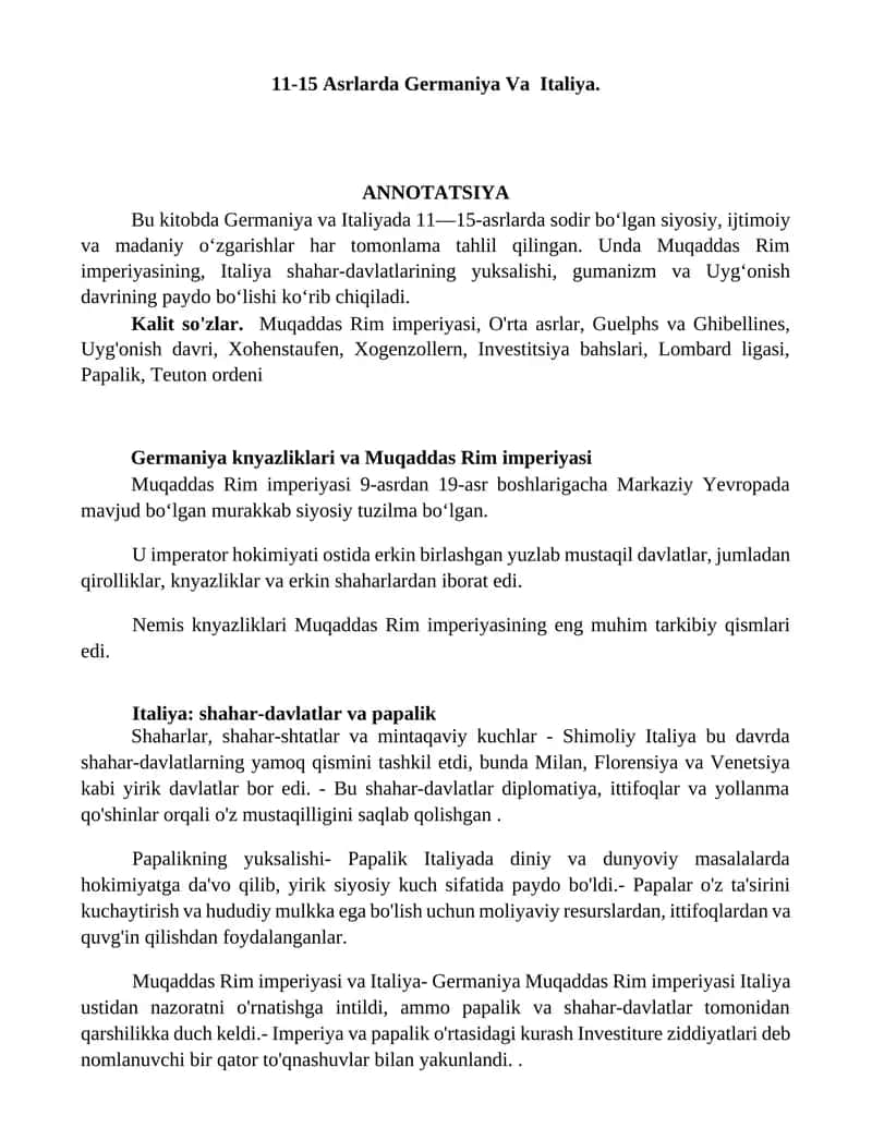 11-15 Asrlarda Germaniya Va Italiya 1