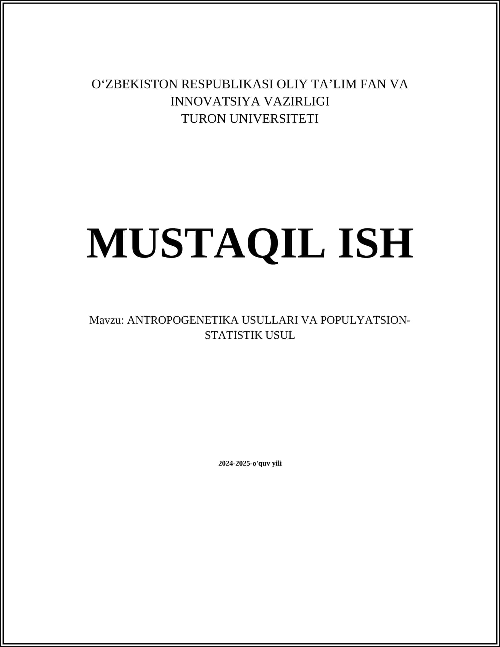 ANTROPOGENETIKA USULLARI VA POPULYATSION-STATISTIK USUL 1