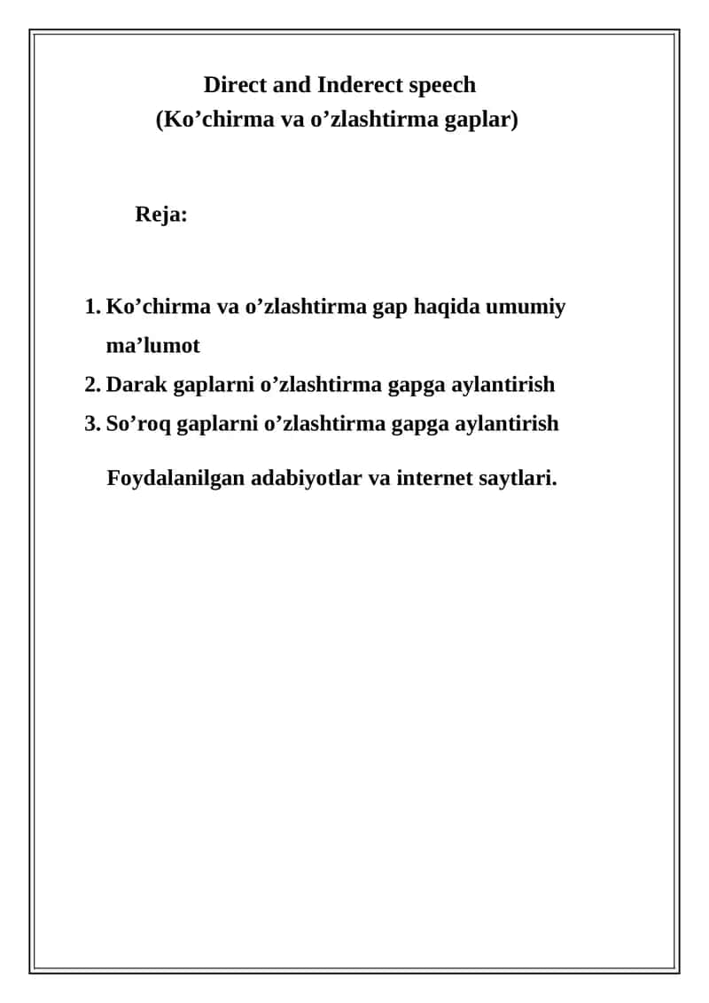Direct and Inderect speech 1
