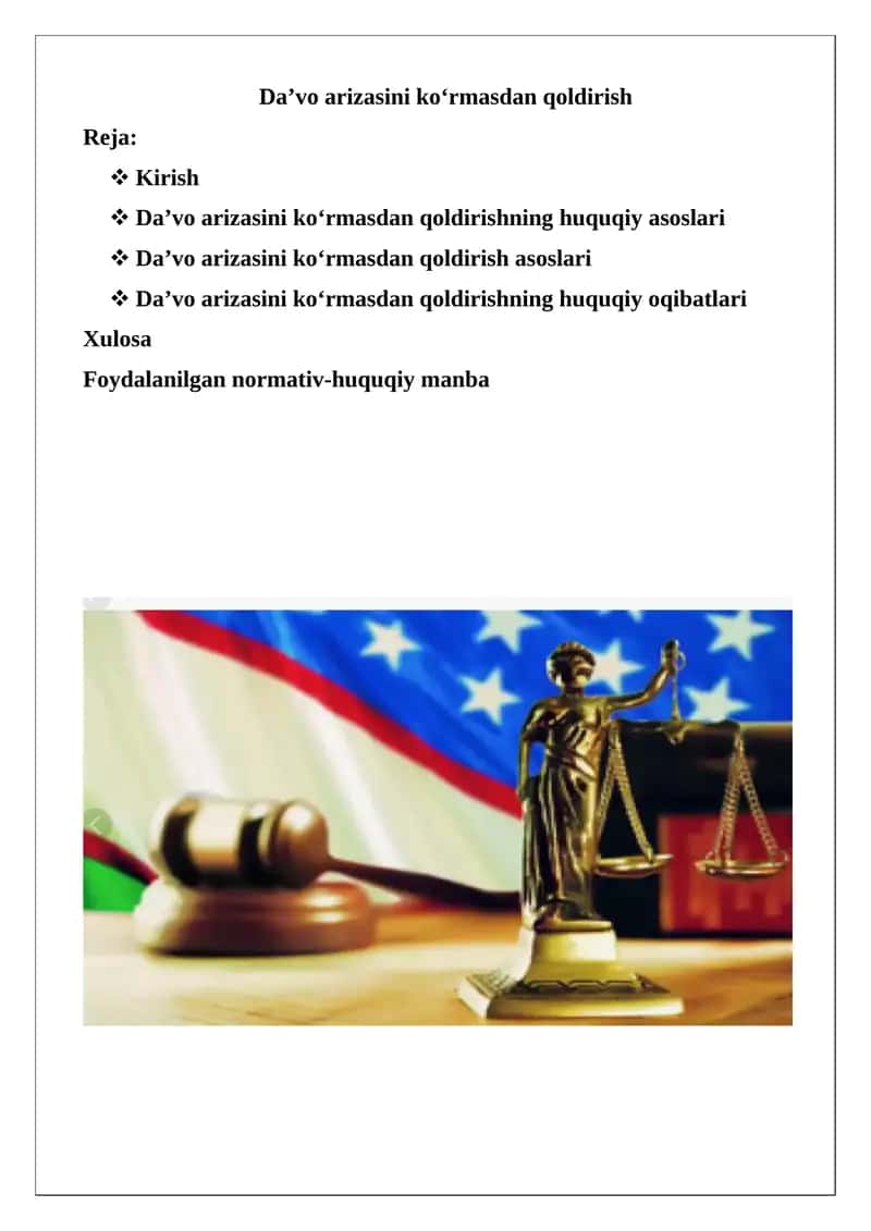 Da’vo arizasini ko‘rmasdan qoldirish 1