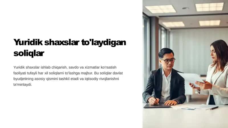 Yuridik shaxslar to'laydigan soliqlar 1
