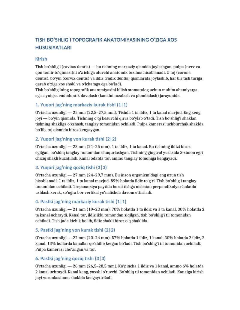 Tish bo'shlig'i topografik anatomiyasi 1