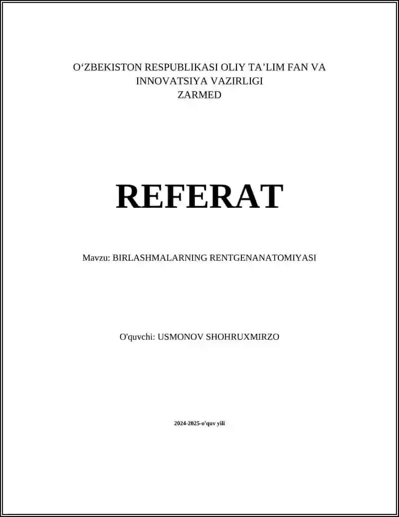 BIRLASHMALARNING RENTGENANATOMIYASI