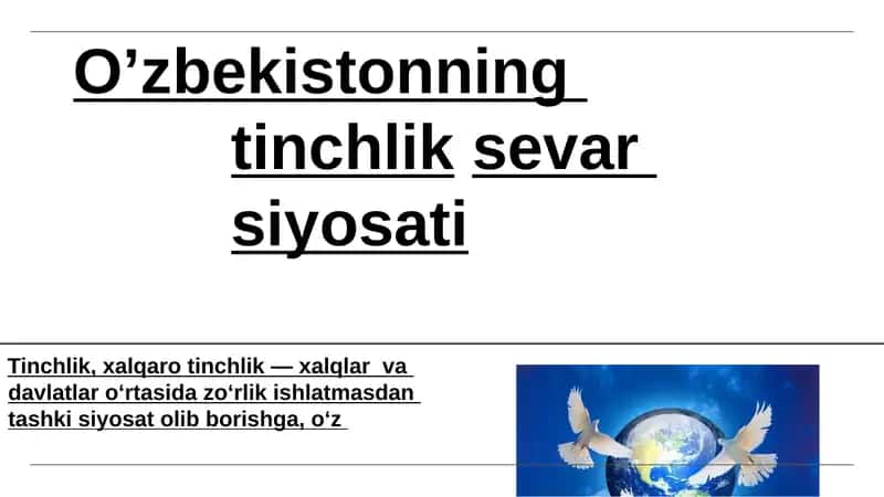 O’zbekistonning tinchlik sevar siyosati 1