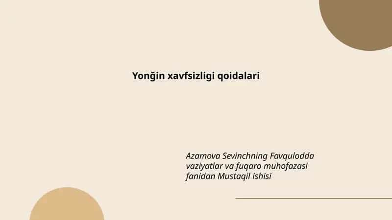 Yong'in xavfsizligi qoidalari 1
