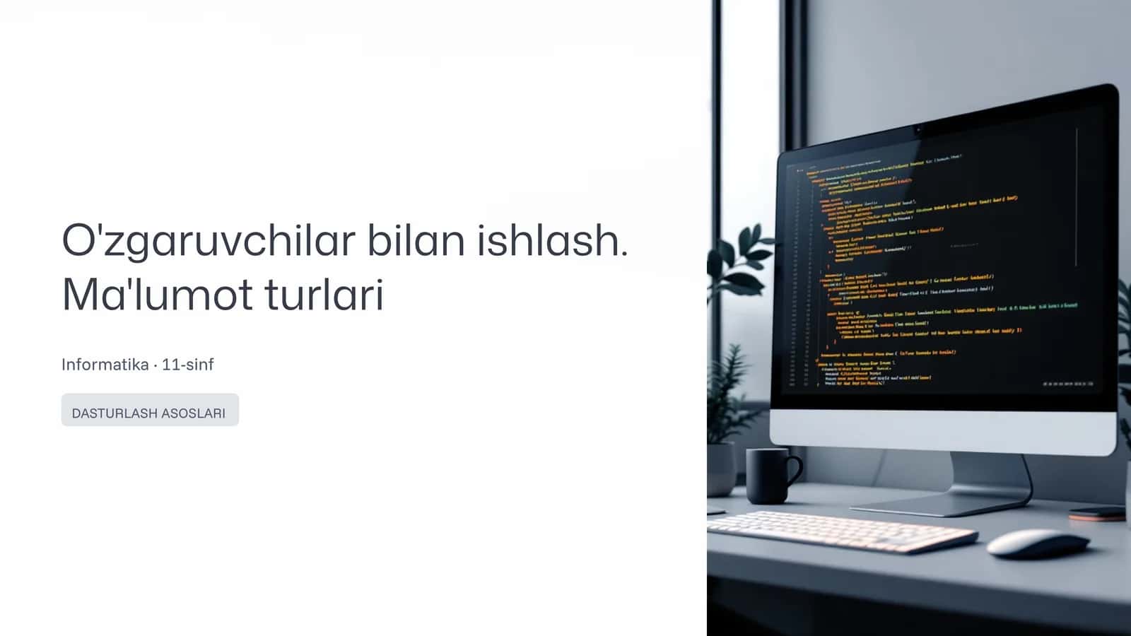 O'zgaruvchilar bilan ishlash. Ma'lumot turlari 1
