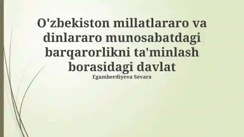 Etnik va diniy xilma-xillikning tarixiy asoslari va qonunchilik kafolatlari