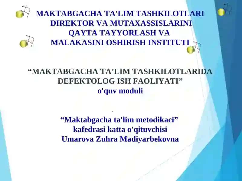 Defektolog xizmatini tashkil etish