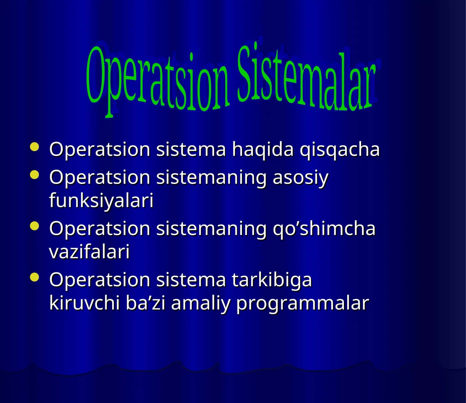 Operatsion Sistemalar 1