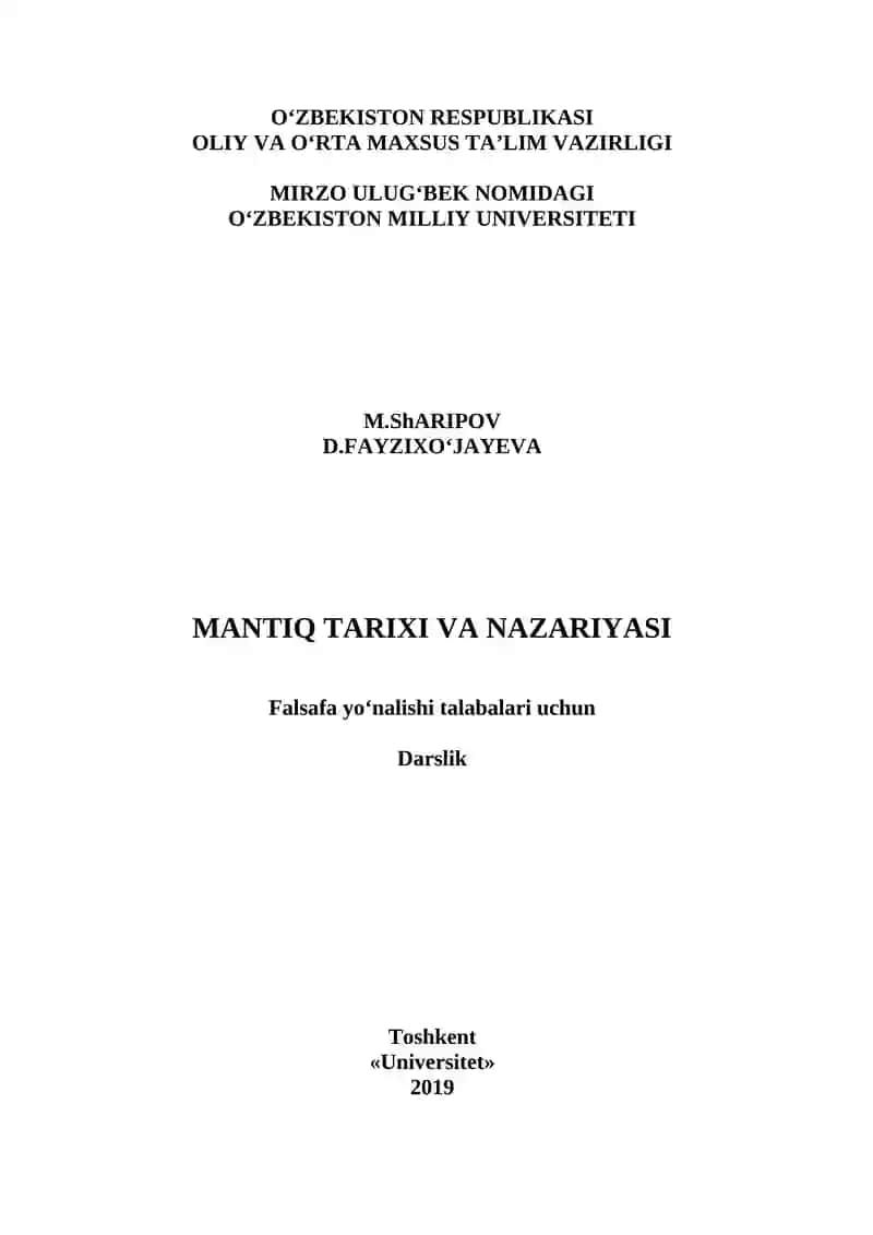 Mantiq tarixi va nazariyasi Darslik