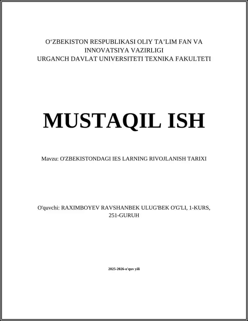 O'ZBEKISTONDAGI IES LARNING RIVOJLANISH TARIXI 1